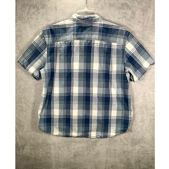 Carhartt Shirt Men's XL Blue Plaid Relaxed Fit Short Sleeve Button Up Collar - Picture 2 of 12